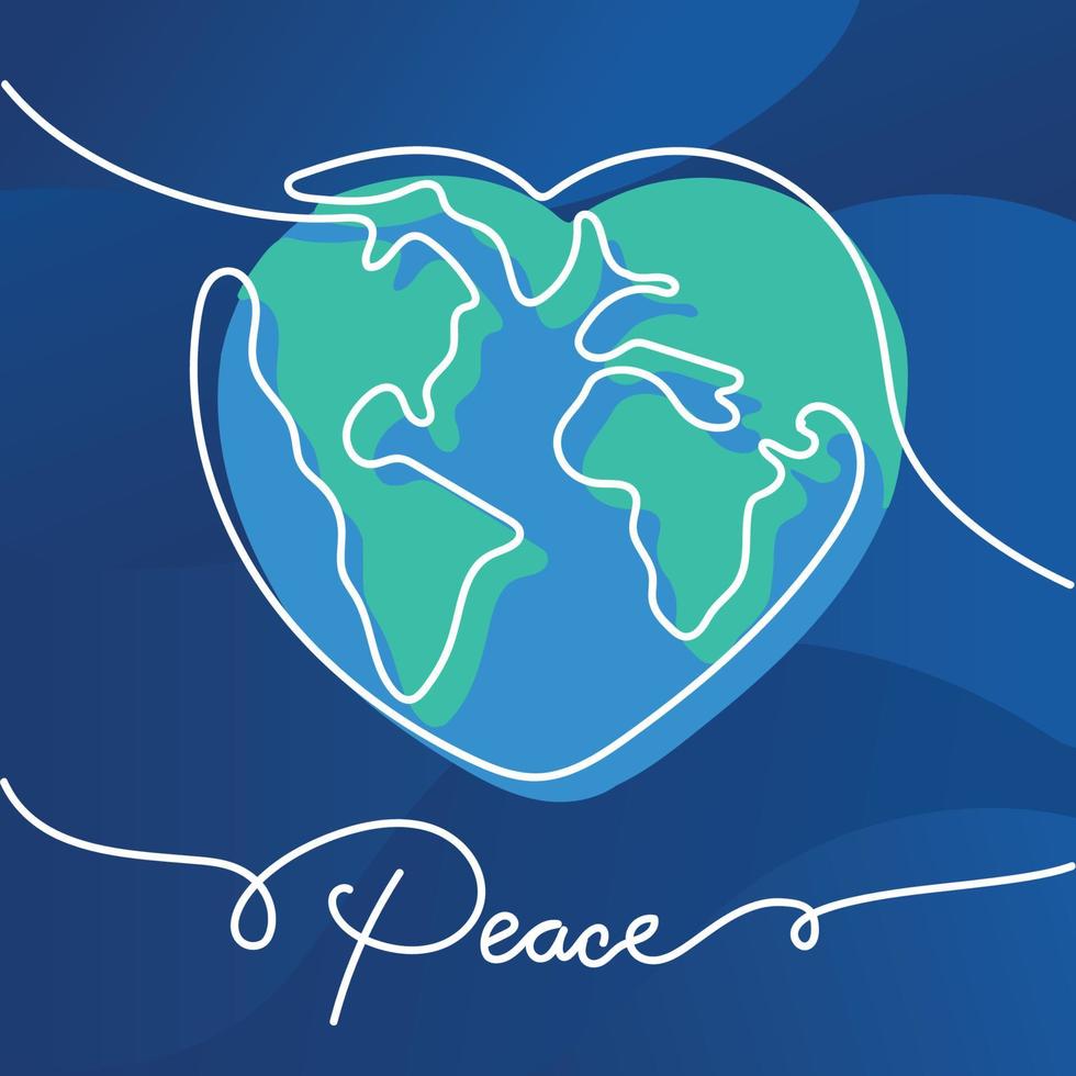 Earth globe sketch with a heart shape Peace and diplomacy flat concept Vector