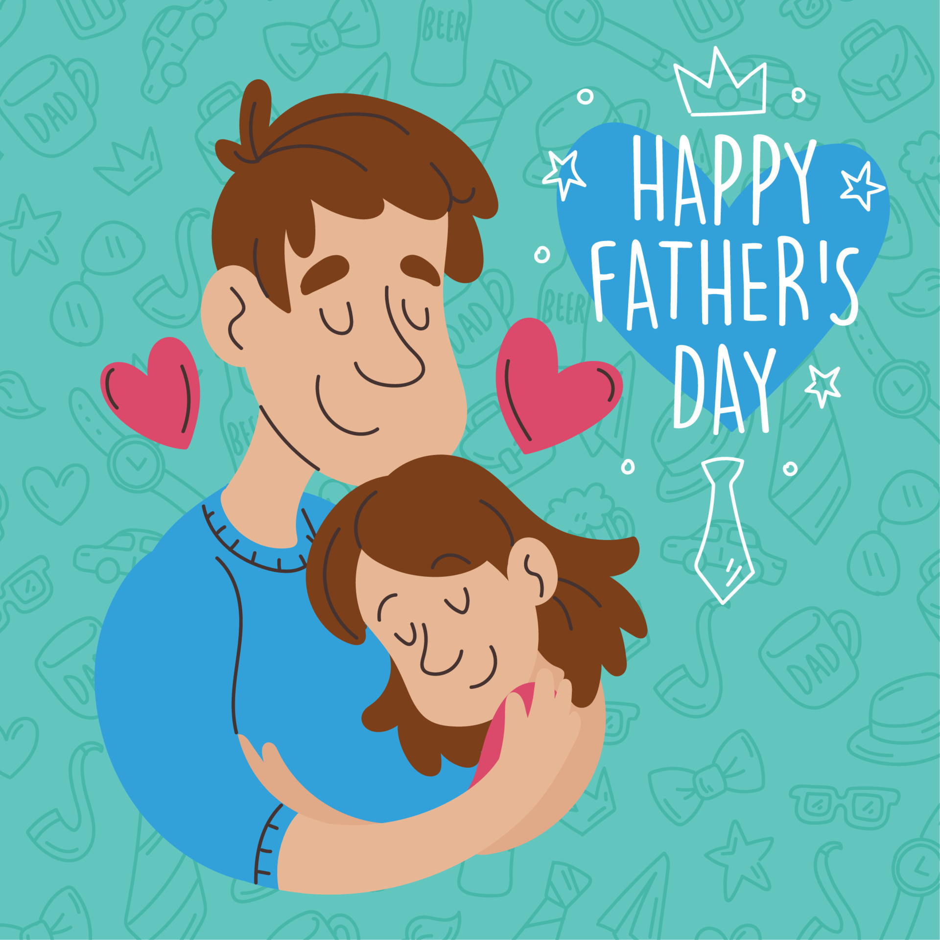 Cute father hugging her daughter Father day Vector 8627480 Vector Art at  Vecteezy