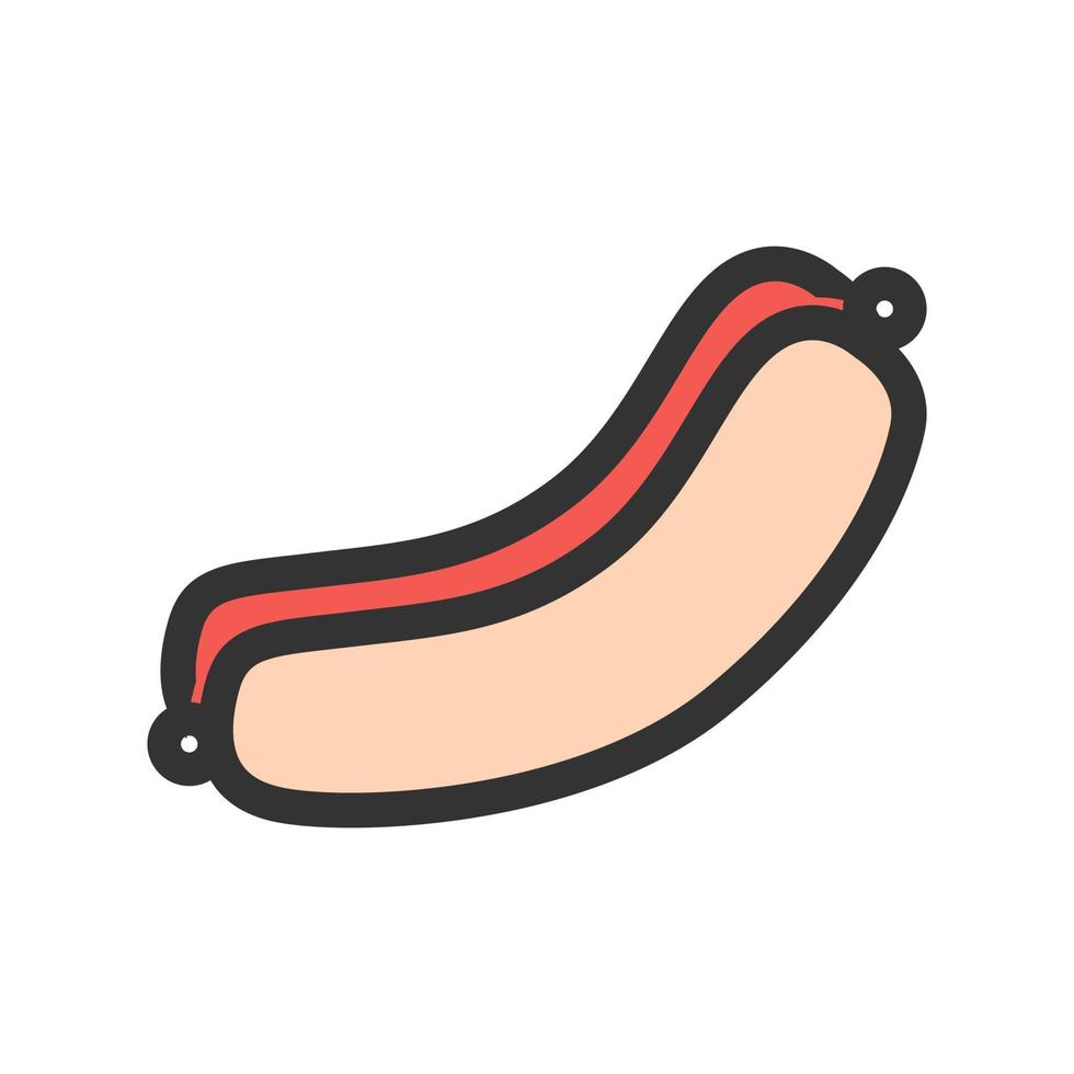 icono de línea llena de hot dog vector