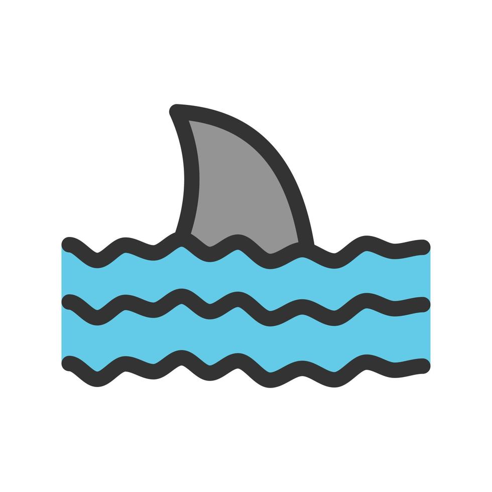 icono de línea llena de tiburón peligroso vector