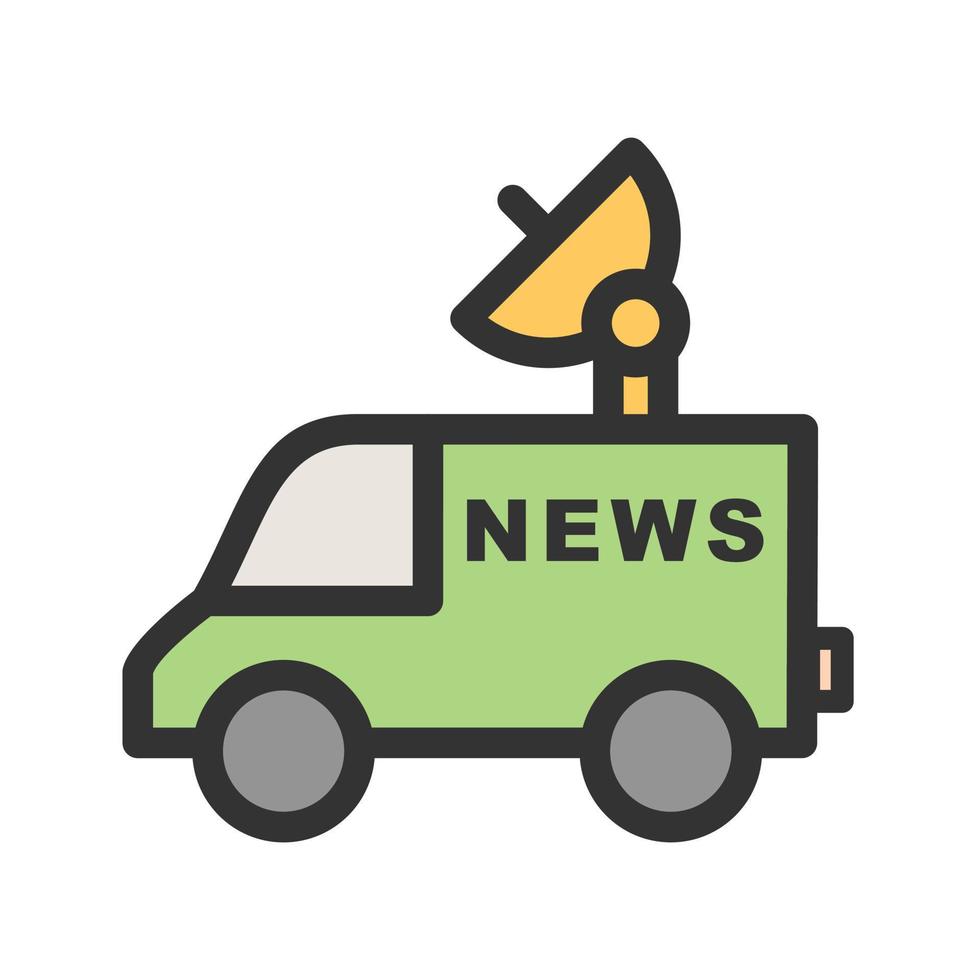 News Van II Filled Line Icon vector