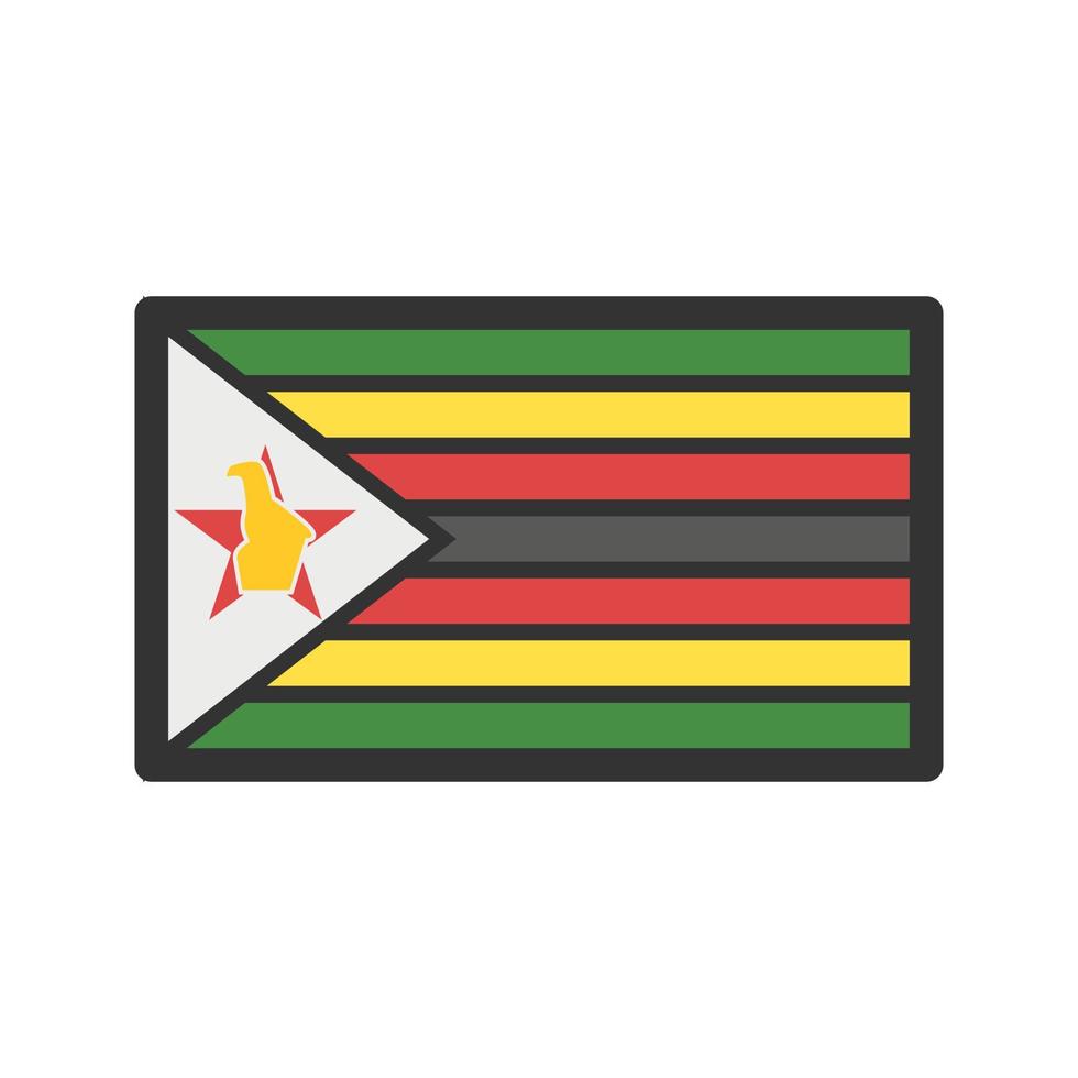 icono de línea llena de zimbabue vector