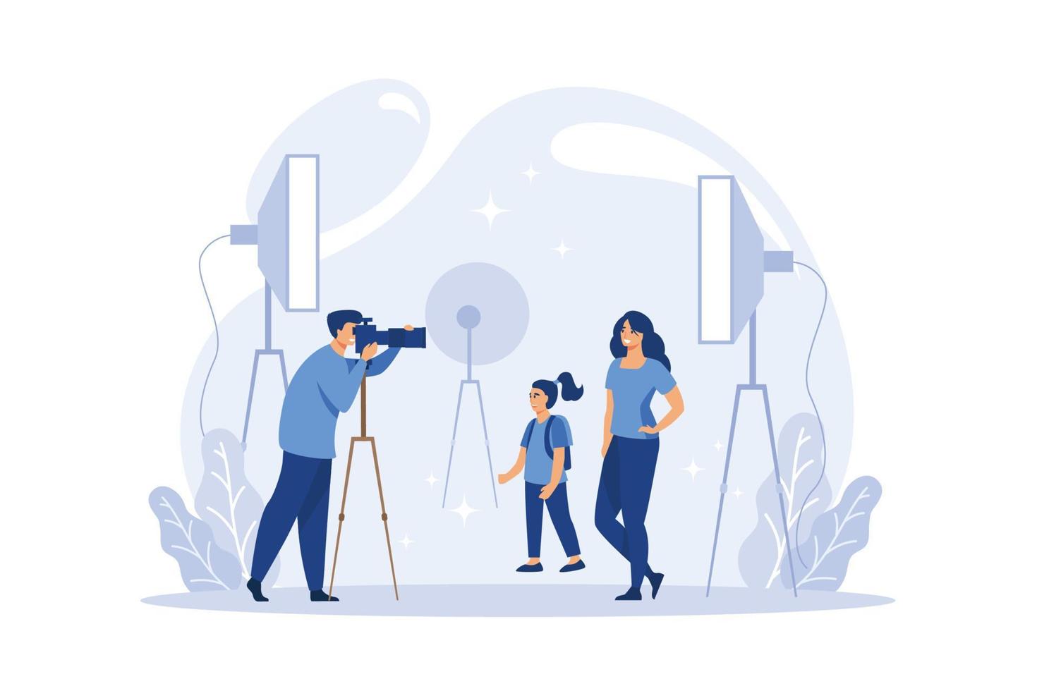 Photography class illustration. Large school subject or class set. The student studies social and natural sciences.The modern system of school education. Isolated flat vector illustration