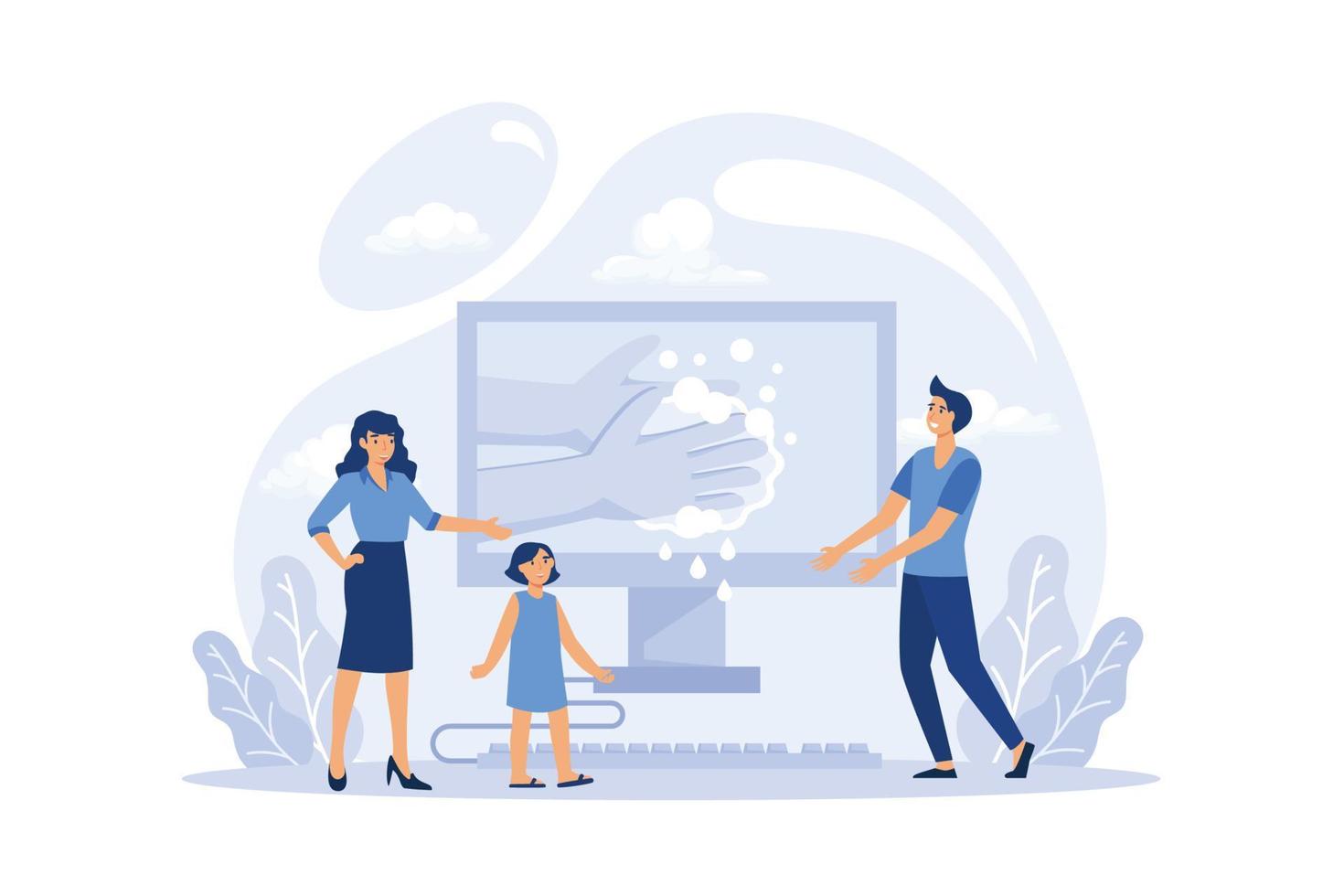 Health class illustration. handwash tutorial vector