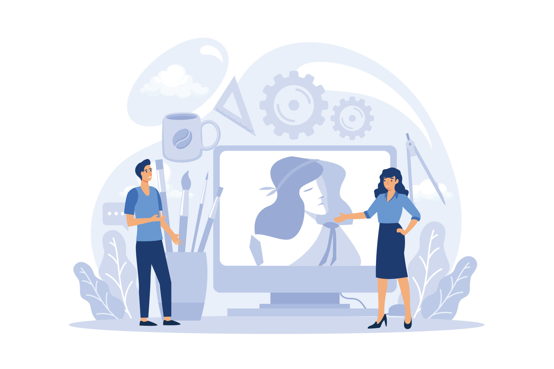 Graphic illustration designer, illustrator concept. Artist drawing