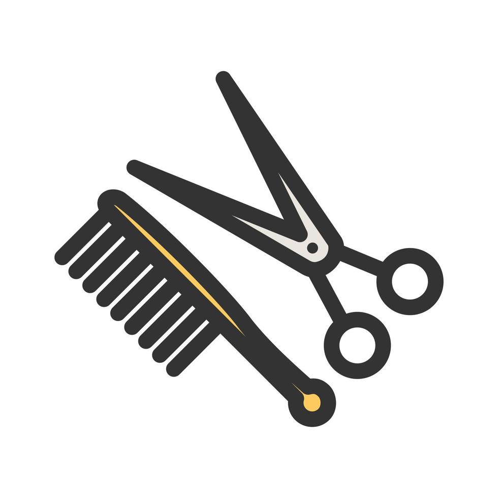 Comb and Scissor Filled Line Icon vector
