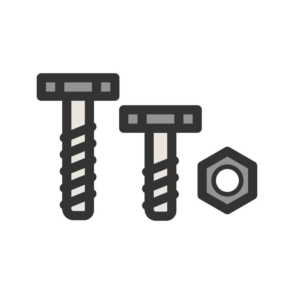 Nut and Bolt Filled Line Icon vector