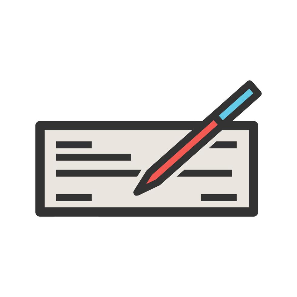 Write Cheque Filled Line Icon vector
