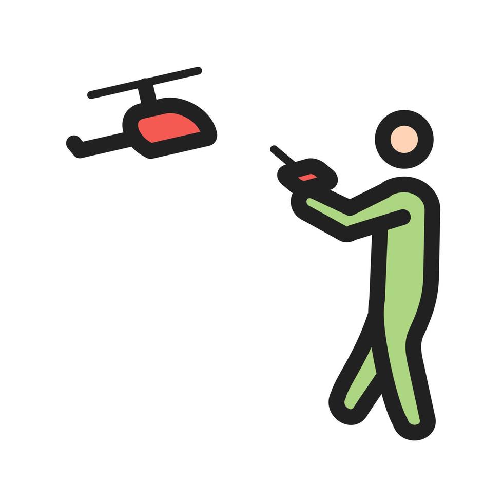 Playing with Helicopter Filled Line Icon vector