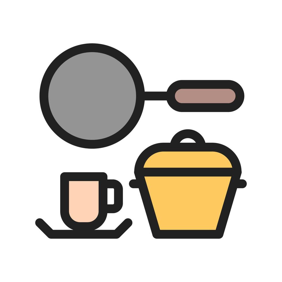 icono de línea llena de juego de cocina vector