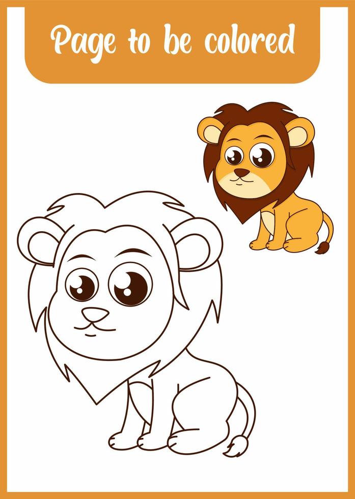 libro para colorear para niños. león lindo vector