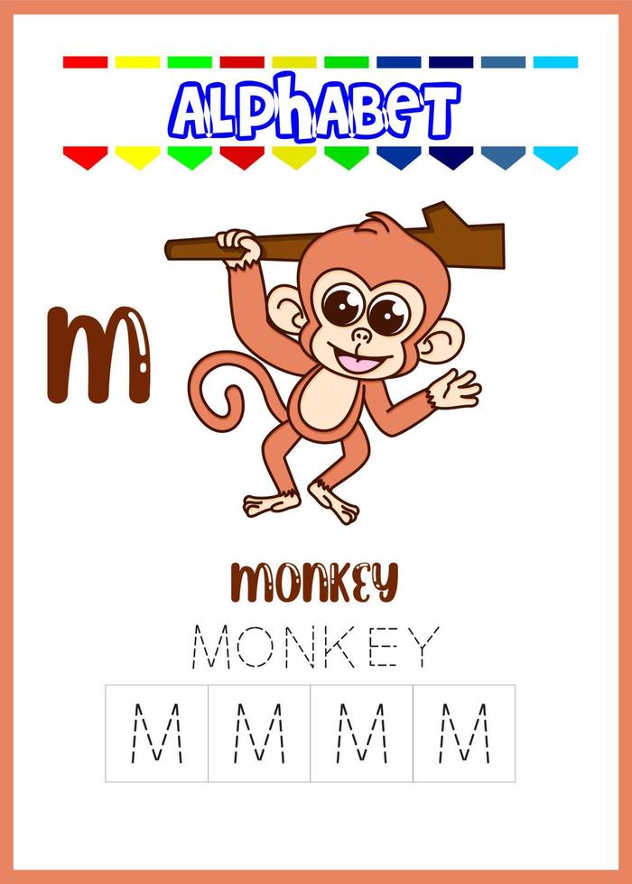 alphabet letter m for monkey vector