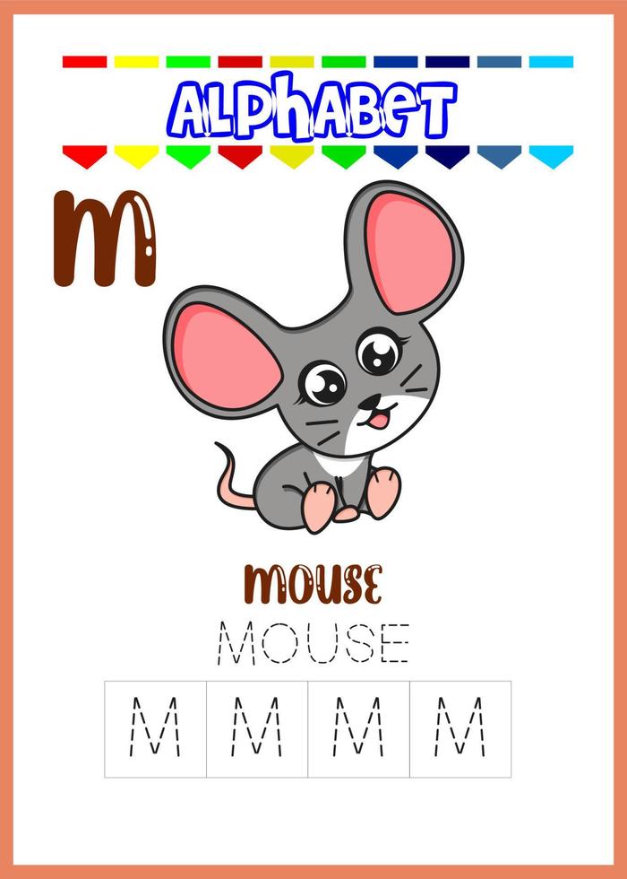 alphabet letter m for mouse vector