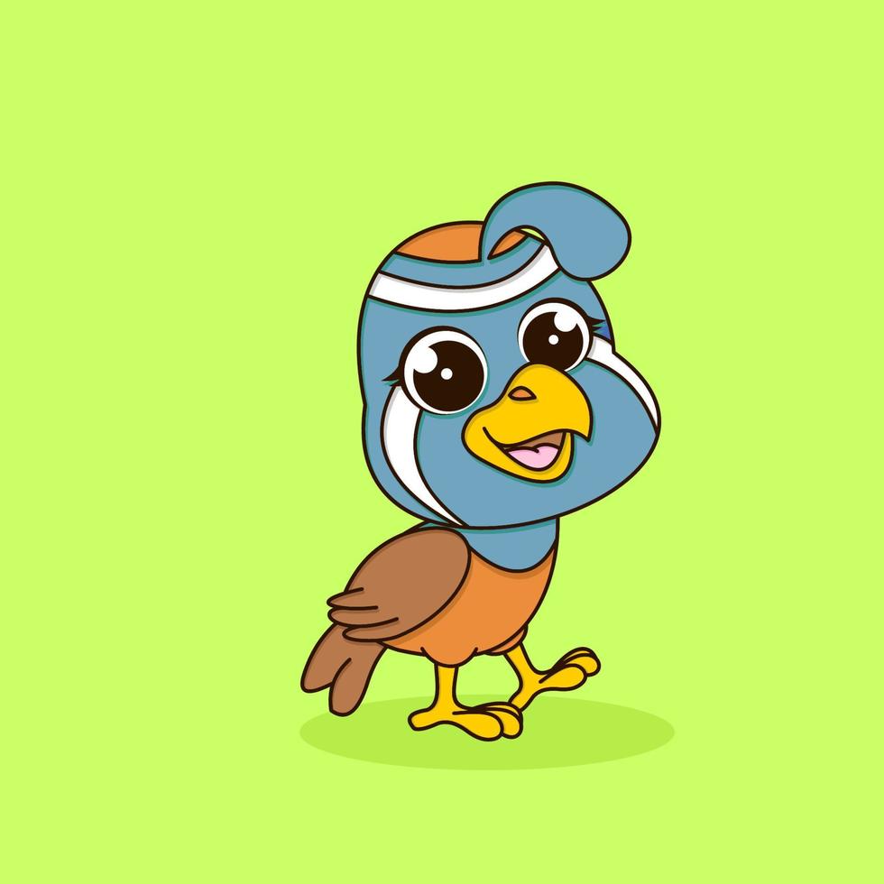 cute quail in flat design. cartoon illustration vector