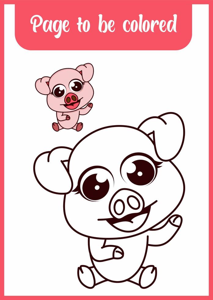 coloring book for kids. pig vector