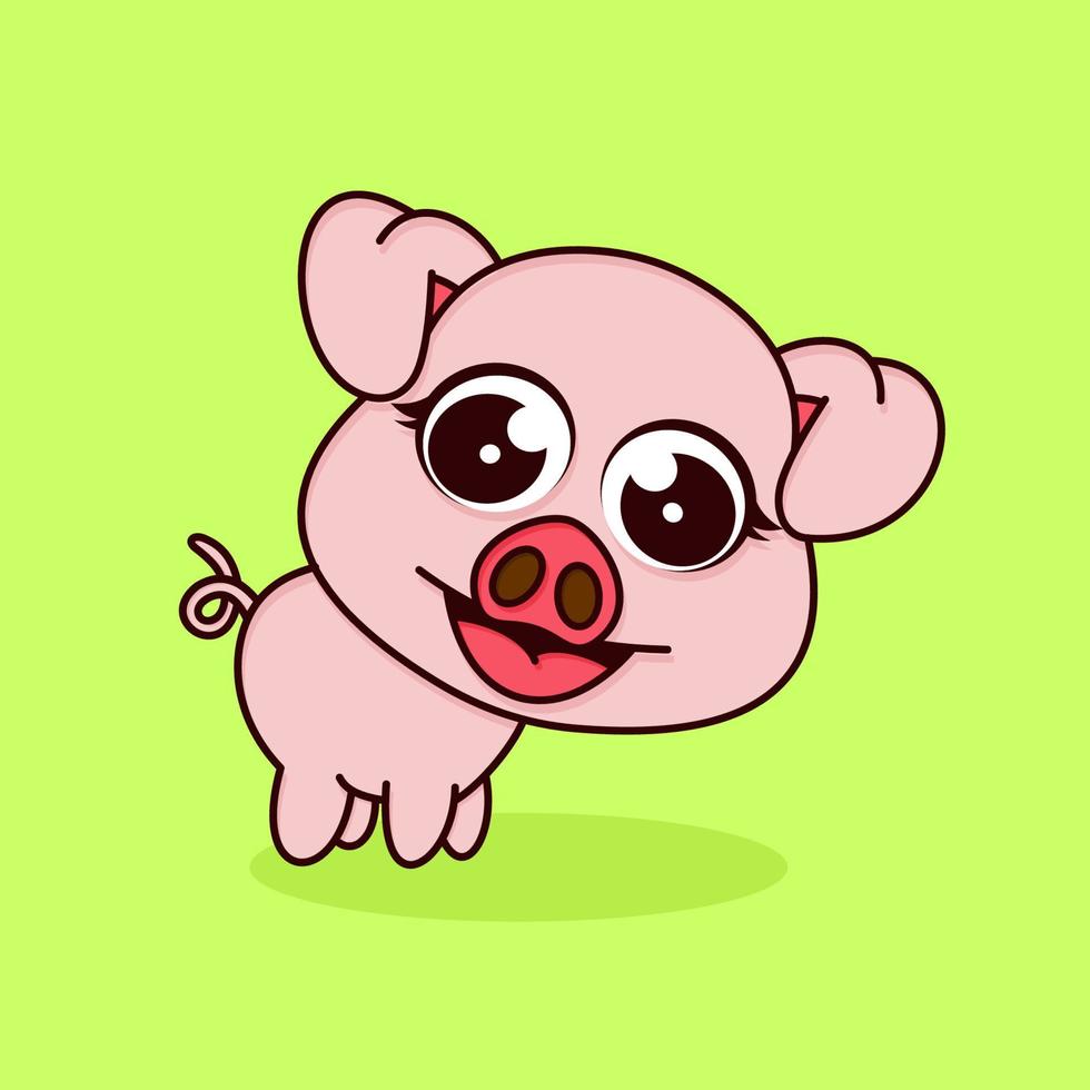 cute pig in flat design. cartoon illustration vector