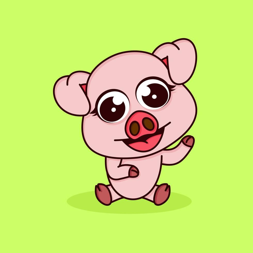 cute pig in flat design. cartoon illustration vector