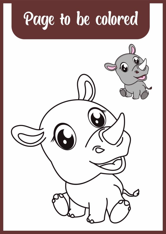 coloring book for kids. rhino vector