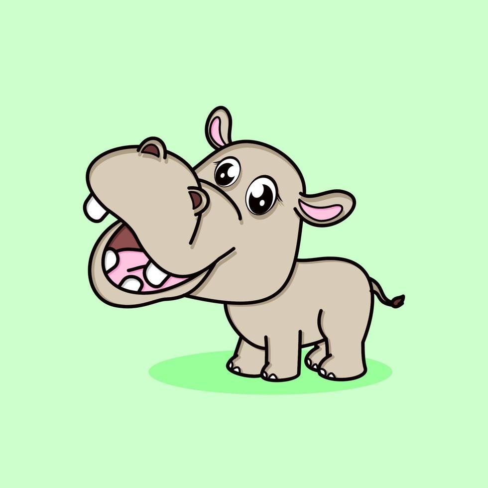 Cute hippo cartoon vector.  flat cartoon style. animal nature icon concept isolated vector