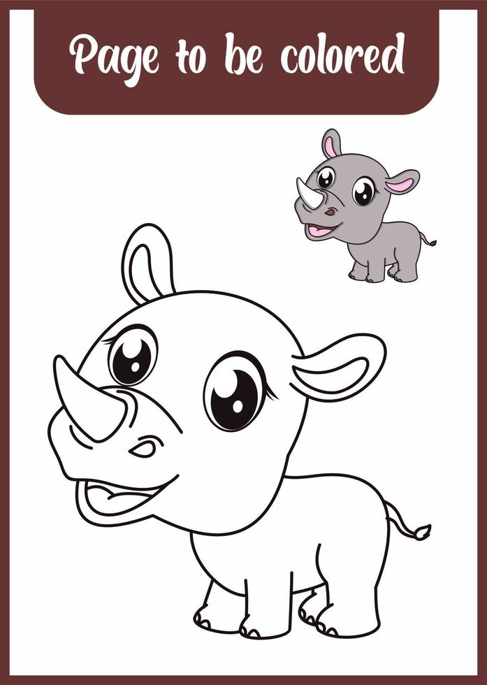 coloring book for kids. rhino vector