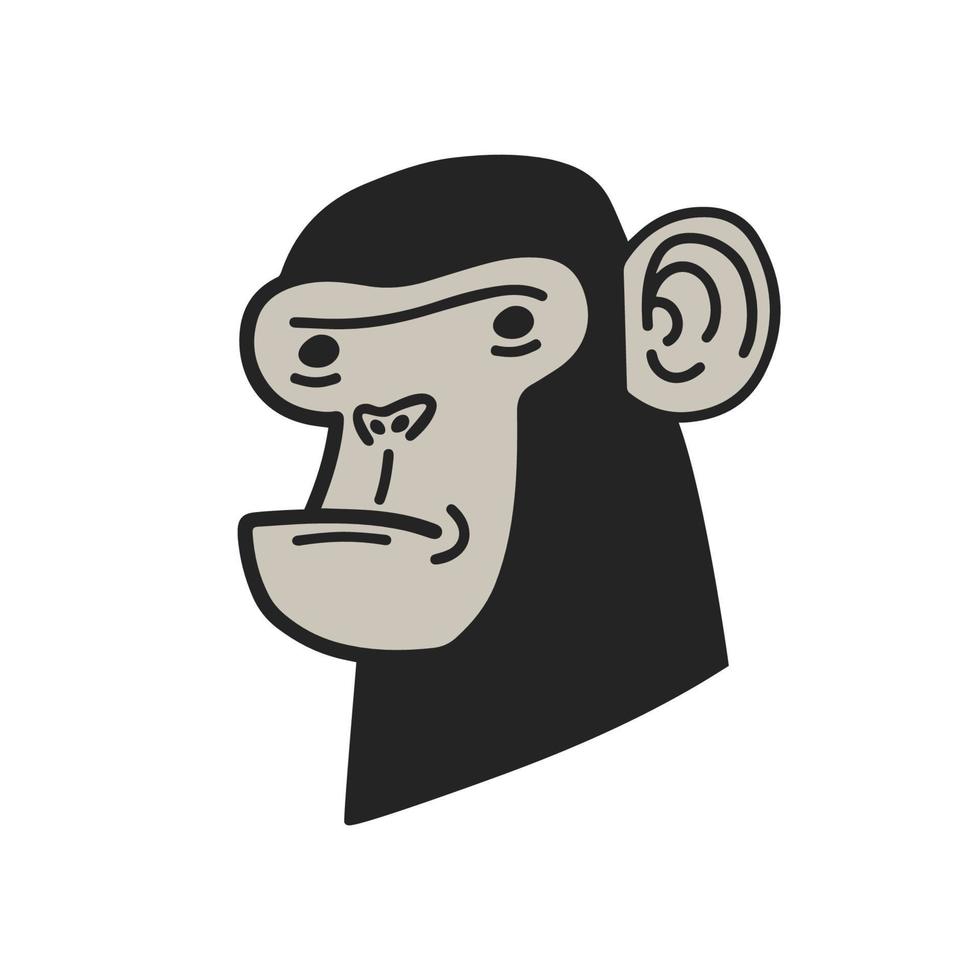 Ape head. Monkey face. Vector flat illustration.