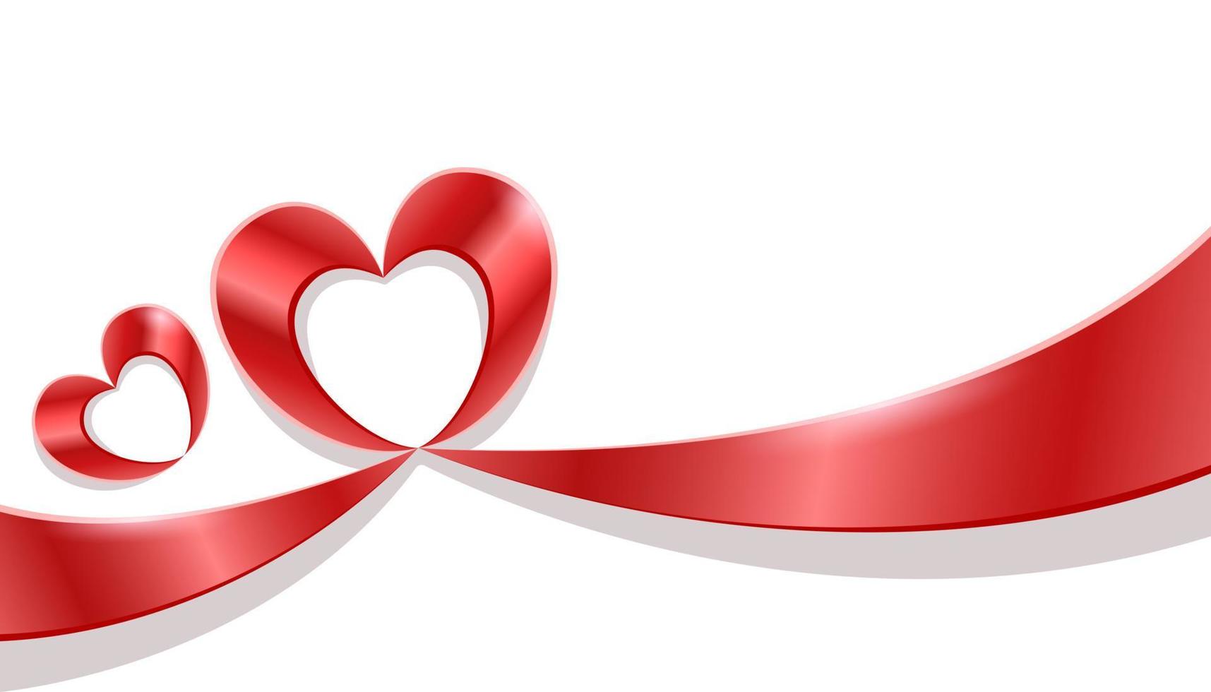 red ribbon in shape of heart 3d realistic isolated white background vector