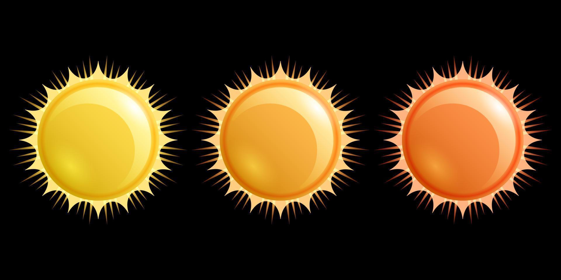 lindo signo sol 3d dibujos animados aislado fondo negro vector