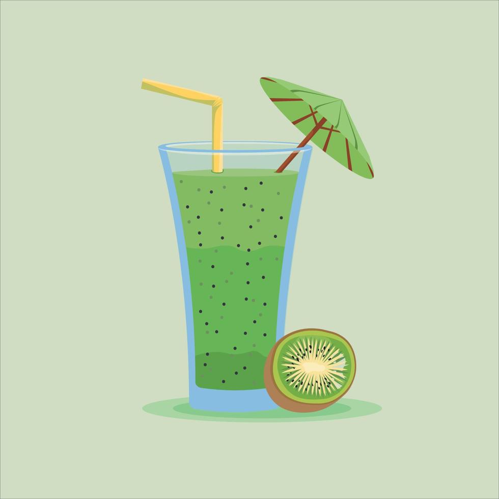 Ilustración de batido de kiwi aislado sobre fondo verde pastel vector