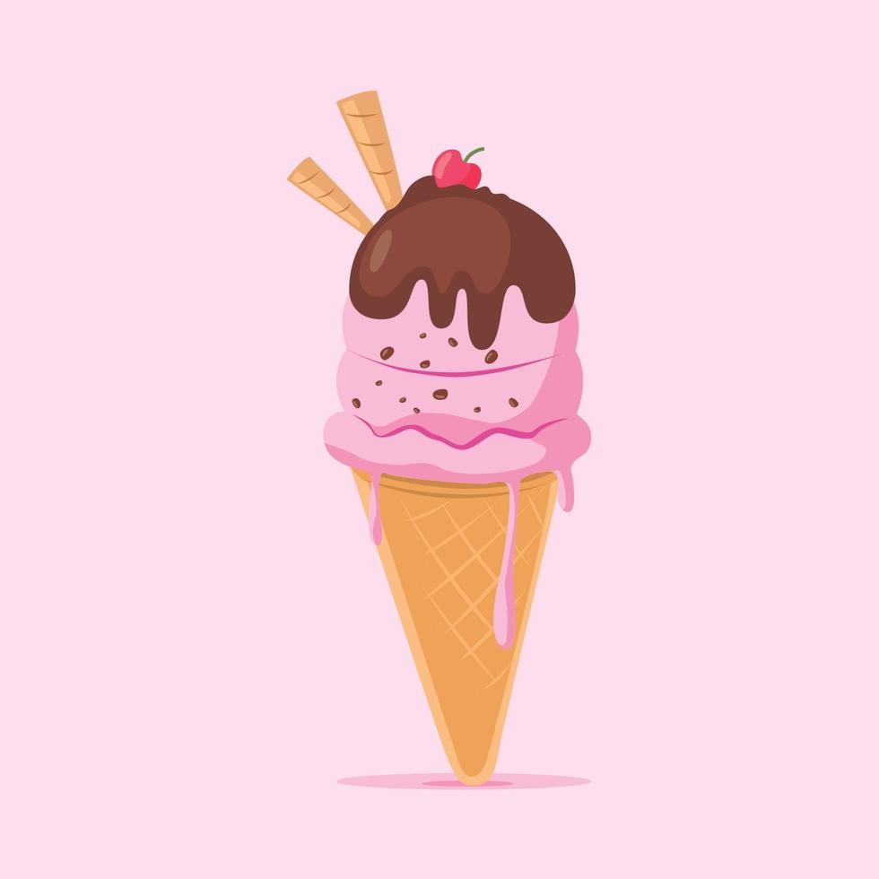 ilustración de cono de helado con diferentes sabores vector