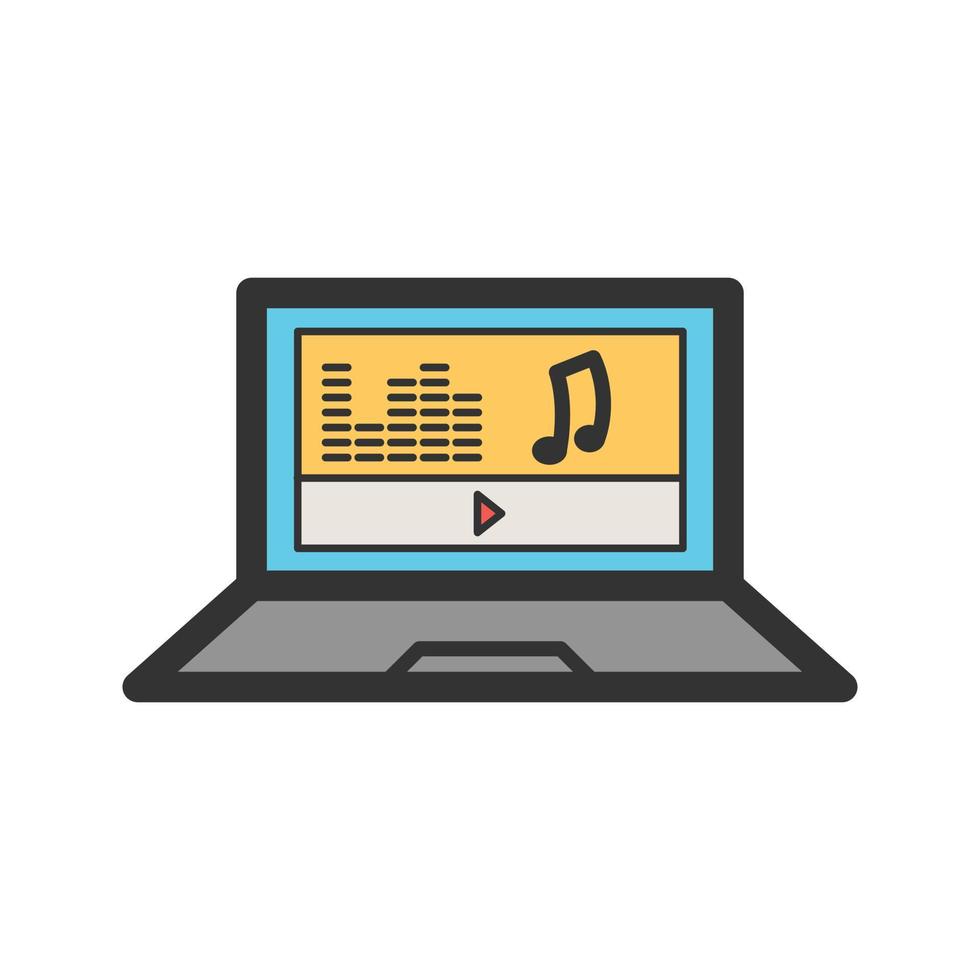 Play Music Filled Line Icon vector