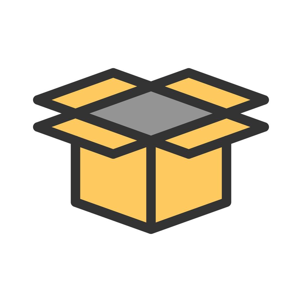 Open Box Filled Line Icon vector