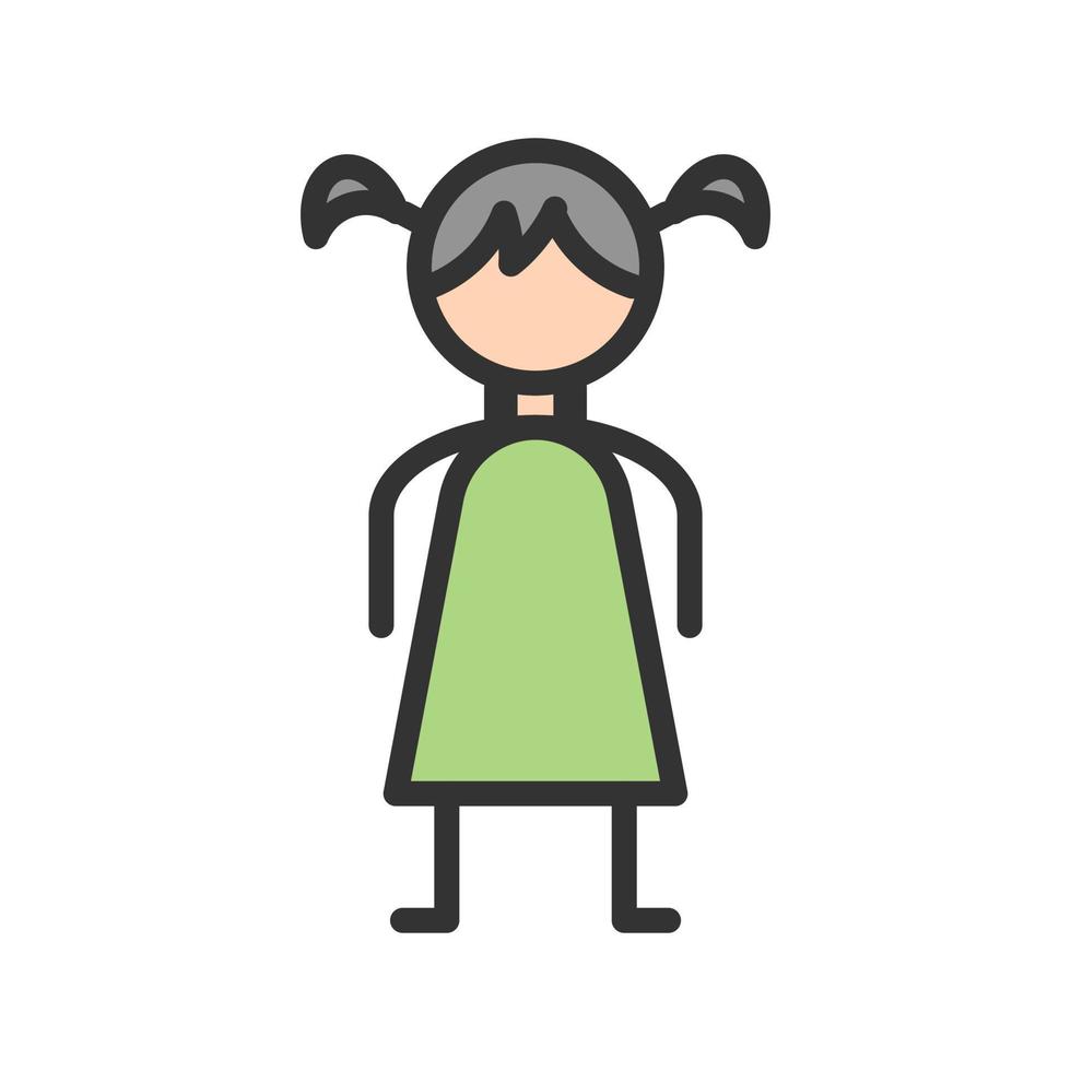 Girl Standing Filled Line Icon vector