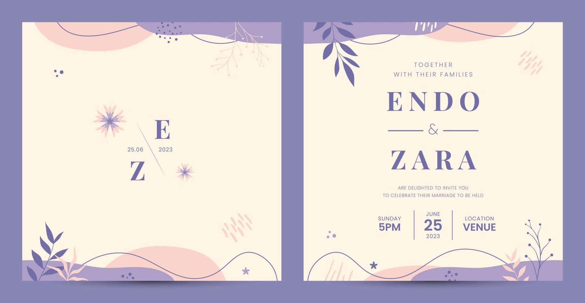 Wedding Invitation Template with Pastel Color Background vector
