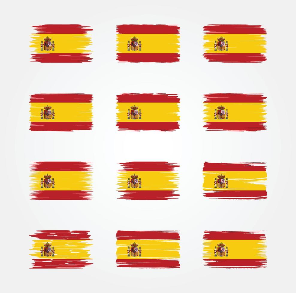 colecciones de pinceles de bandera de españa. bandera nacional vector