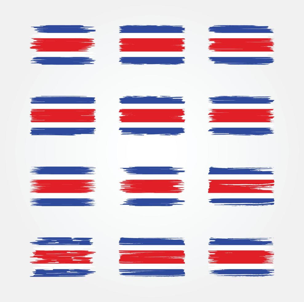 Costa Rica Flag Brush Collections. National Flag vector