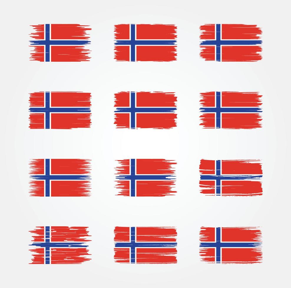 colecciones de pinceles de bandera de noruega. bandera nacional vector