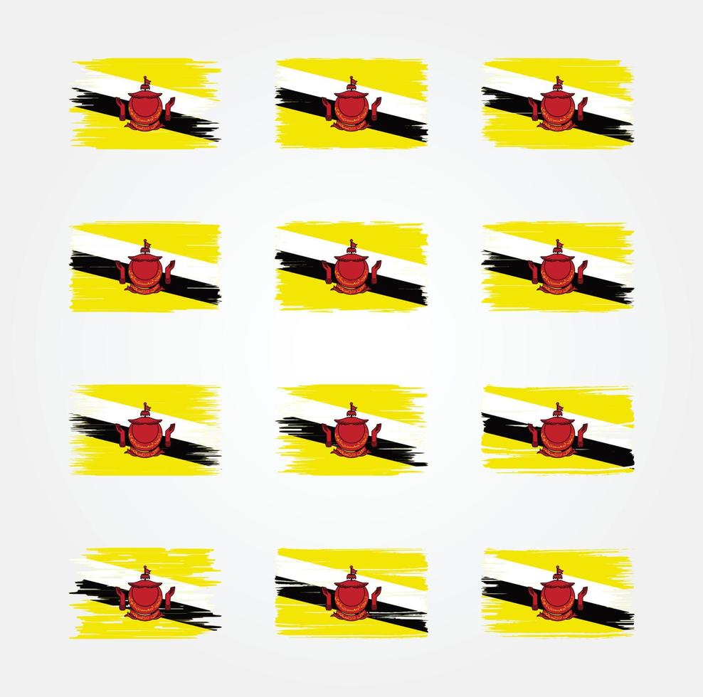 Brunei Flag Brush Collections. National Flag vector