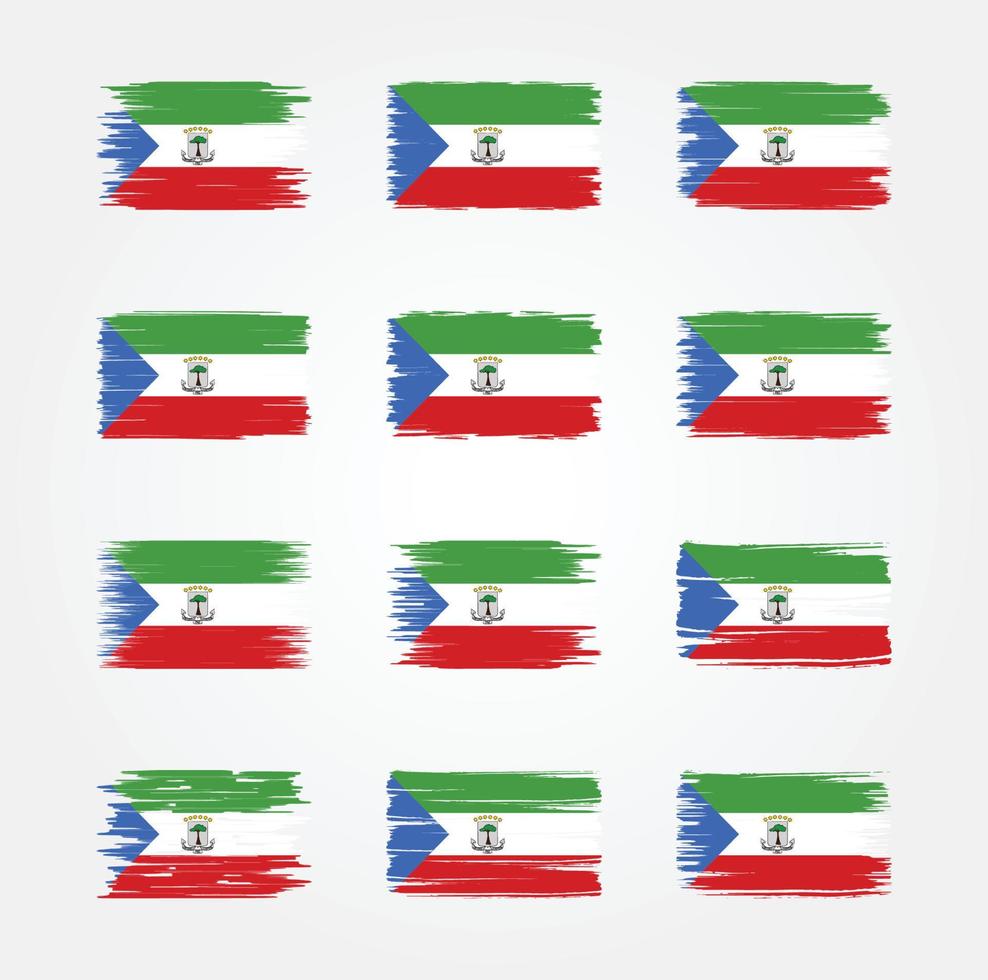 Equatorial Guinea Flag Brush Collections. National Flag vector