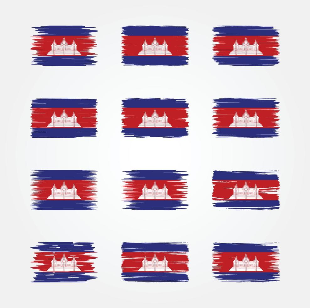 colecciones de pinceles de bandera de camboya. bandera nacional vector