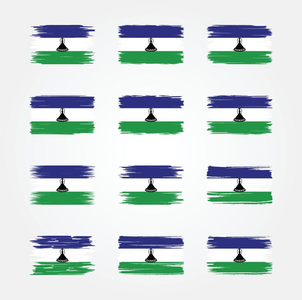 colecciones de pinceles de bandera de lesotho. bandera nacional vector