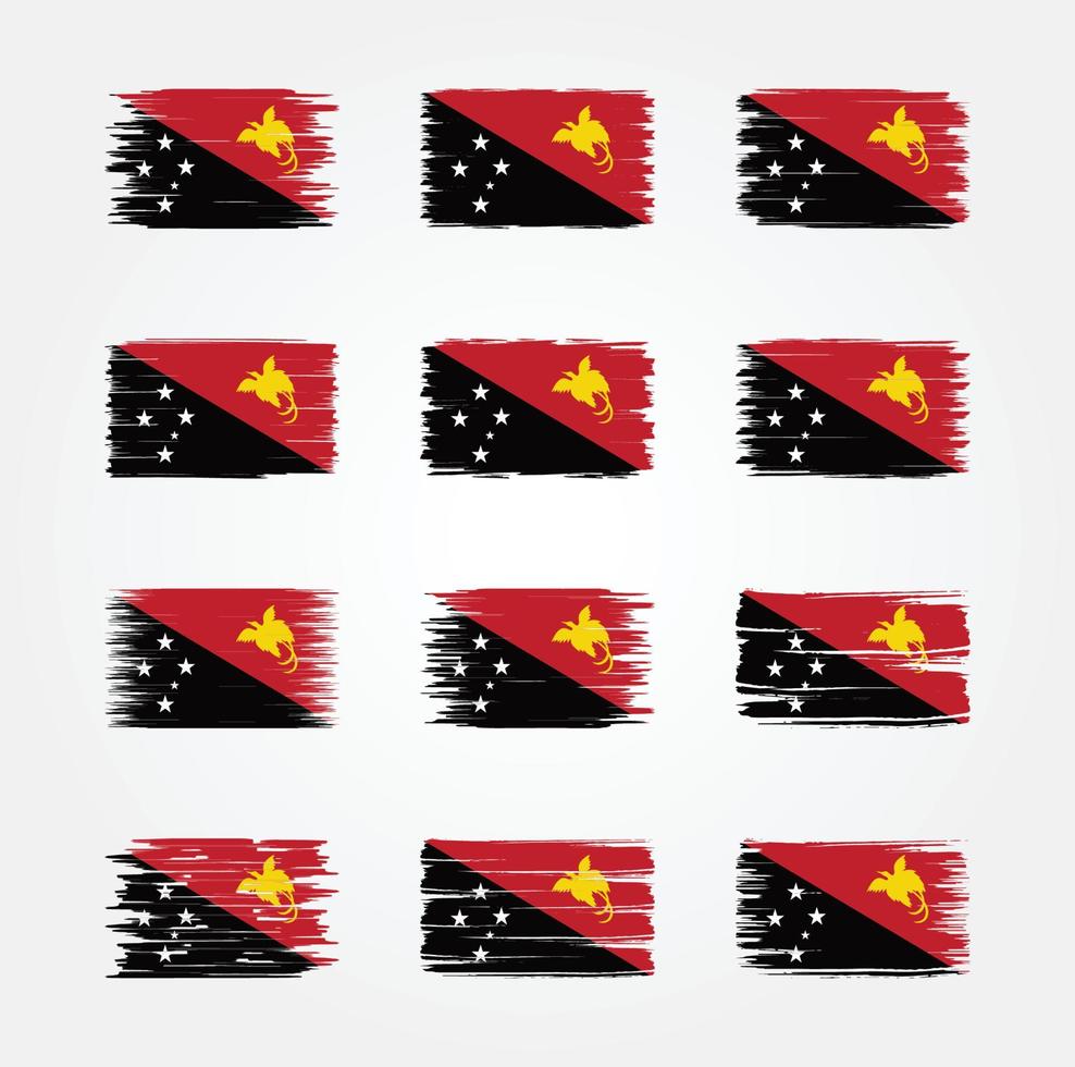 Papua New Guinea Flag Brush Collections. National Flag vector