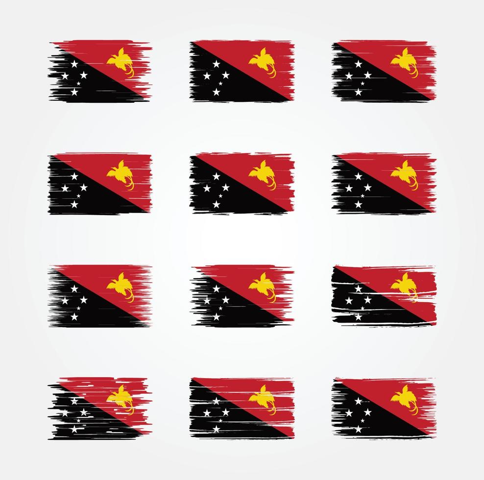 colecciones de pinceles de bandera de papúa nueva guinea. bandera nacional vector