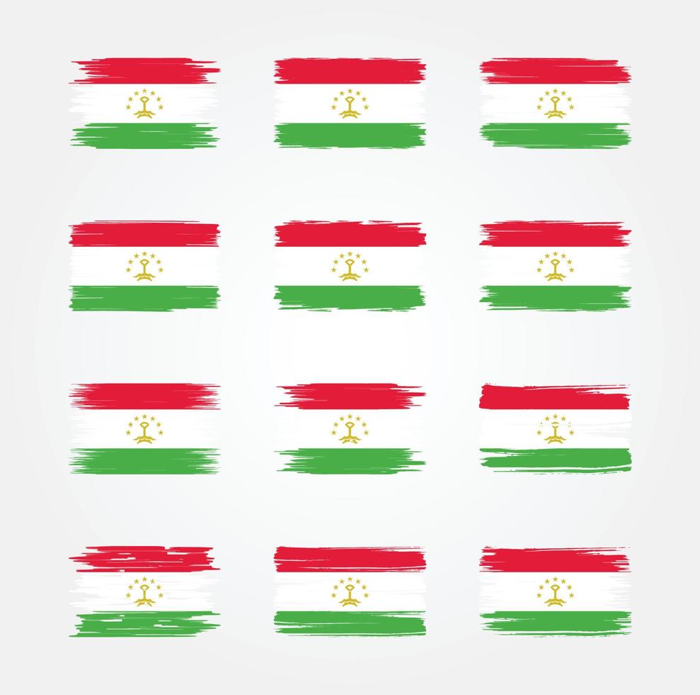colecciones de pinceles de bandera de tayikistán. bandera nacional vector