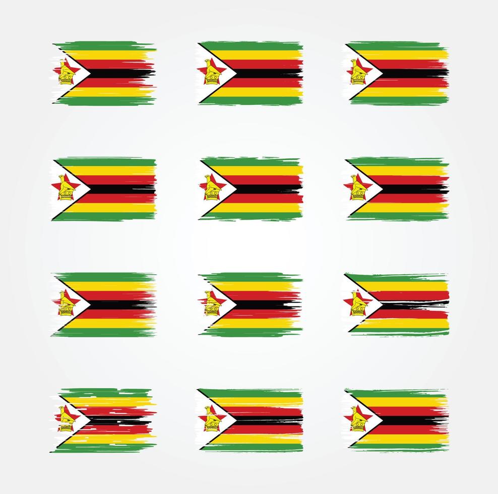 colecciones de pinceles de bandera de zimbabwe. bandera nacional vector
