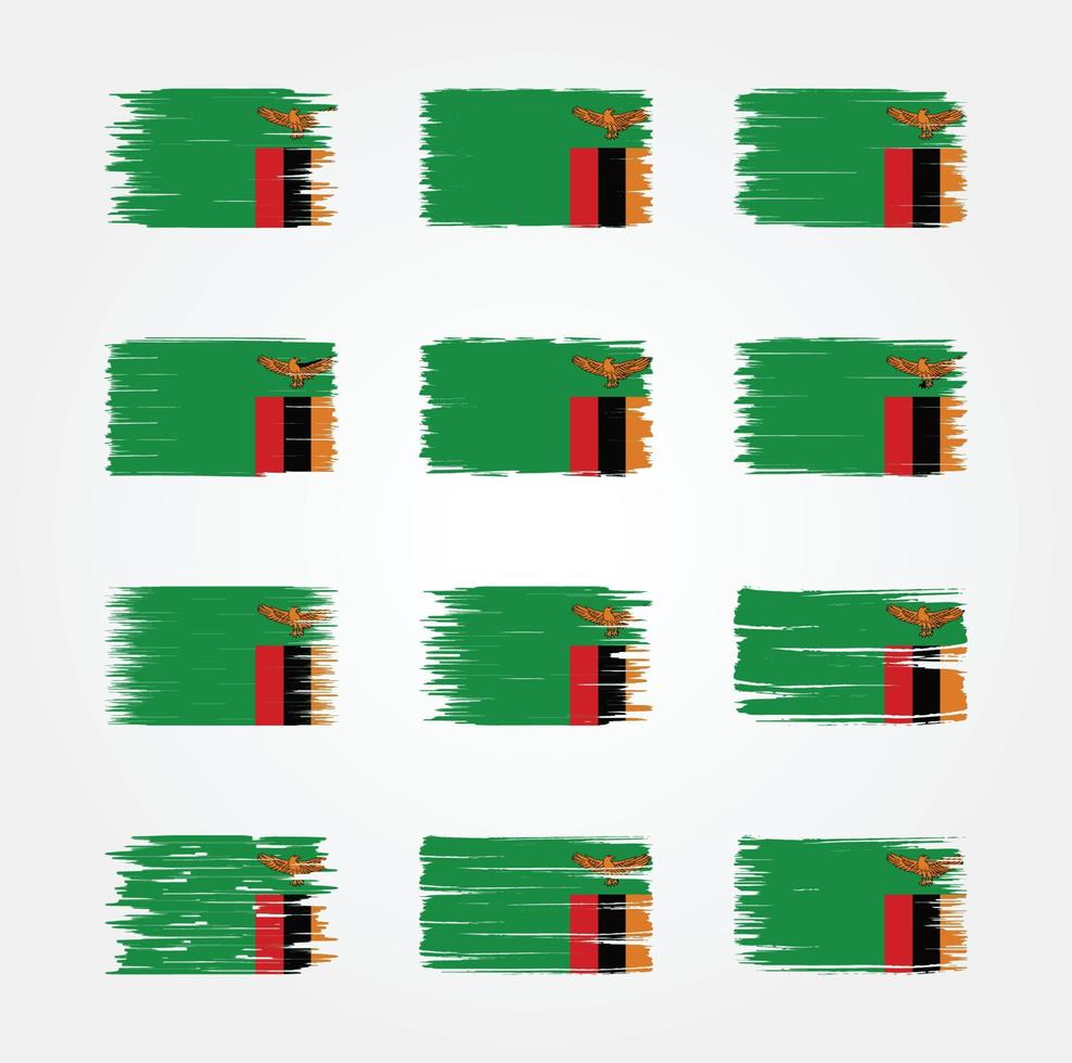 Zambia Flag Brush Collections. National Flag vector