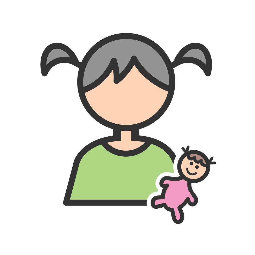 Playing with Doll Filled Line Icon vector