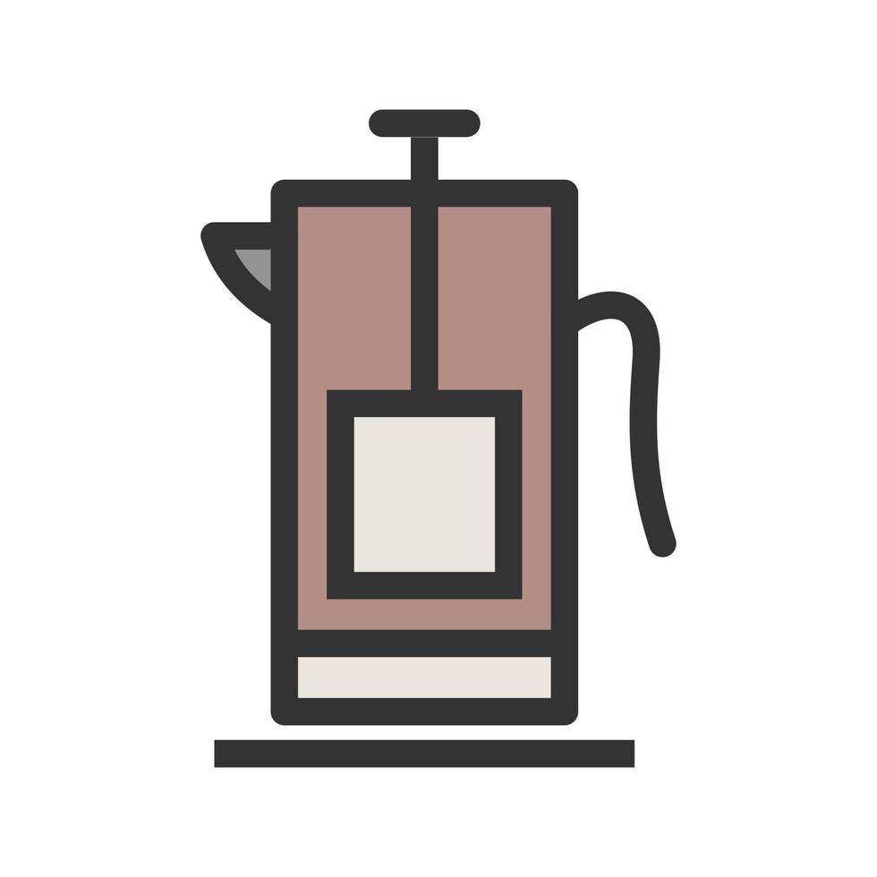 French Press Filled Line Icon vector