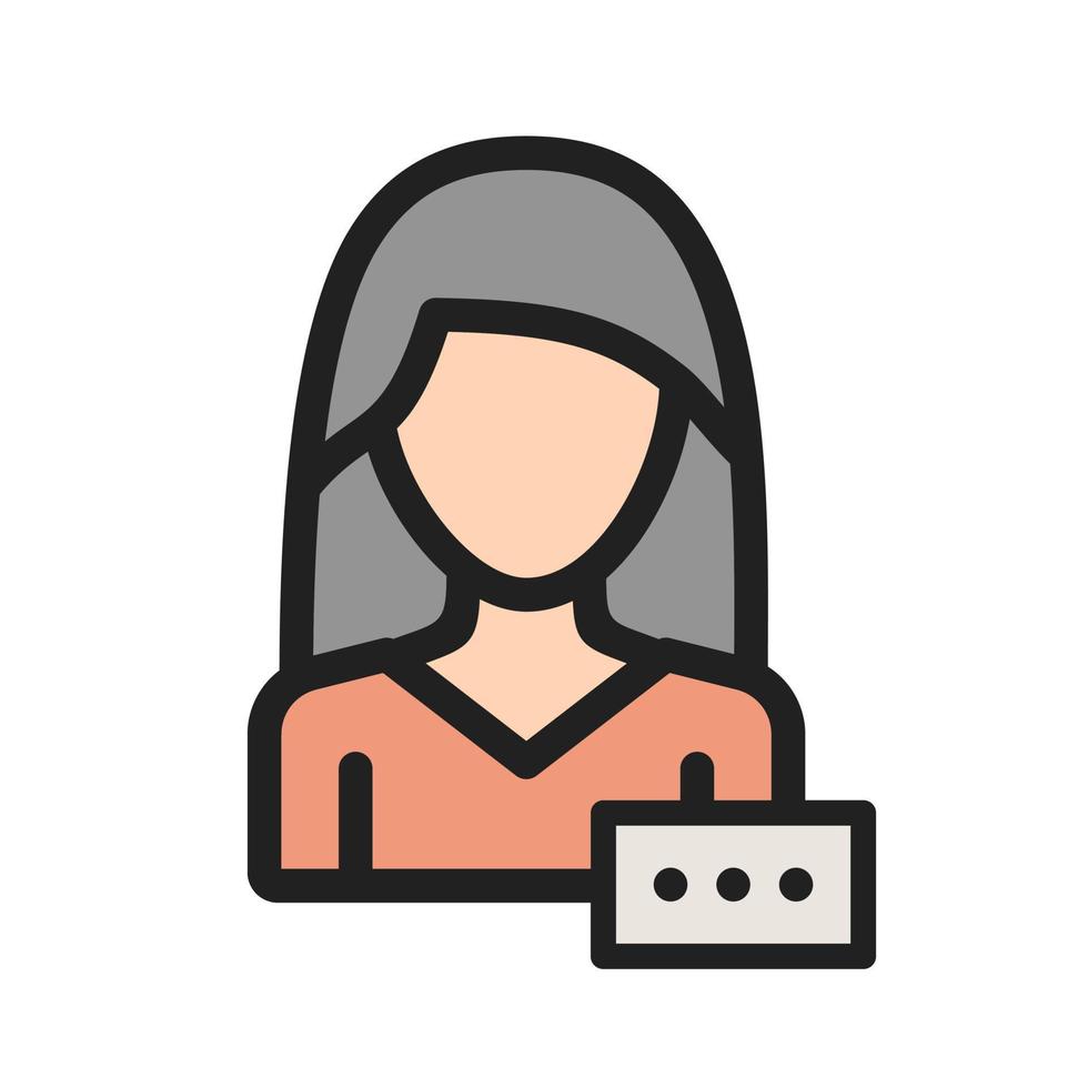 Woman Typing Filled Line Icon vector