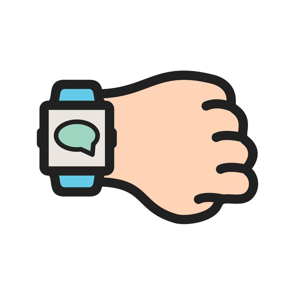 Messaging on Watch Filled Line Icon vector