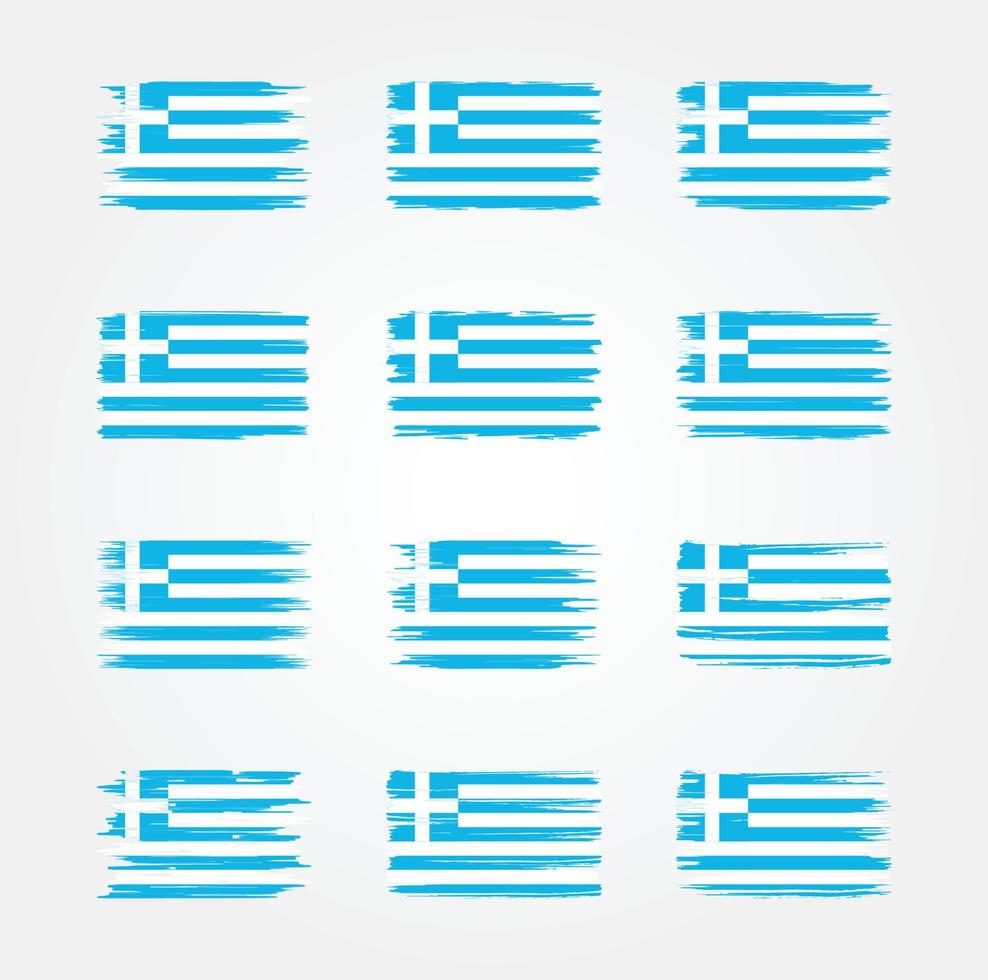 Greece Flag Brush Collections. National Flag vector